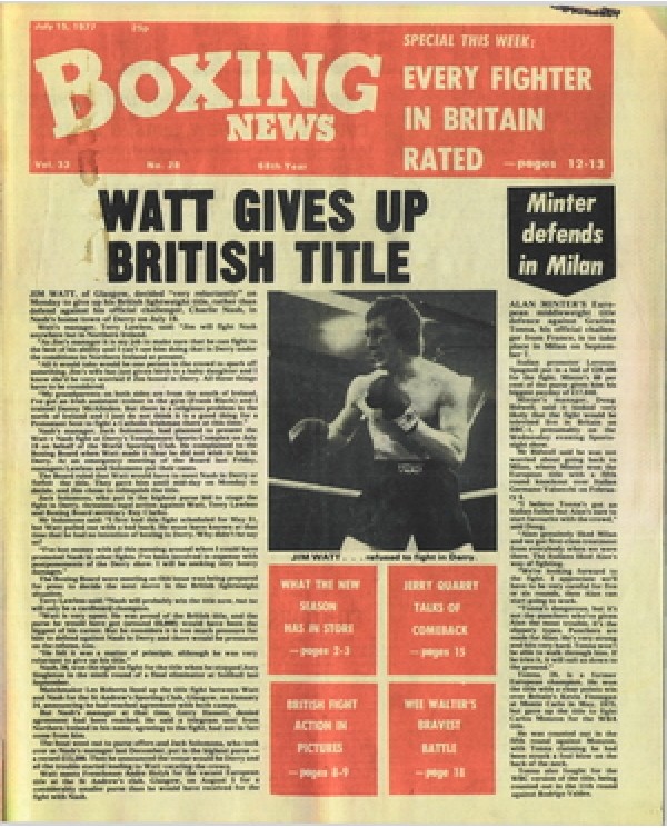 Boxing News magazine  15.7.1977 Download pdf